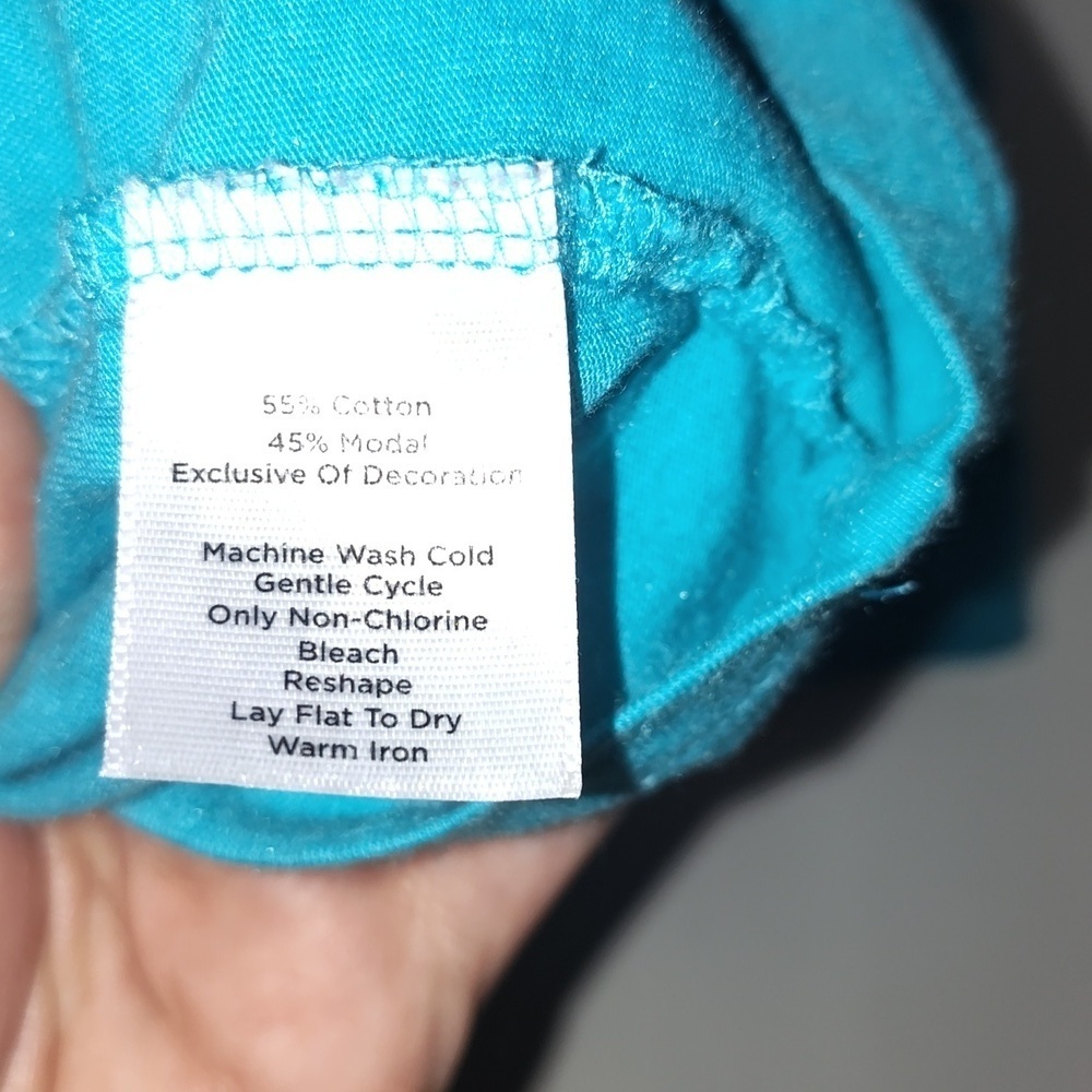 Talbots Blue Turquoise Large Shirt With Ruffle Neck - Picture 5 of 9